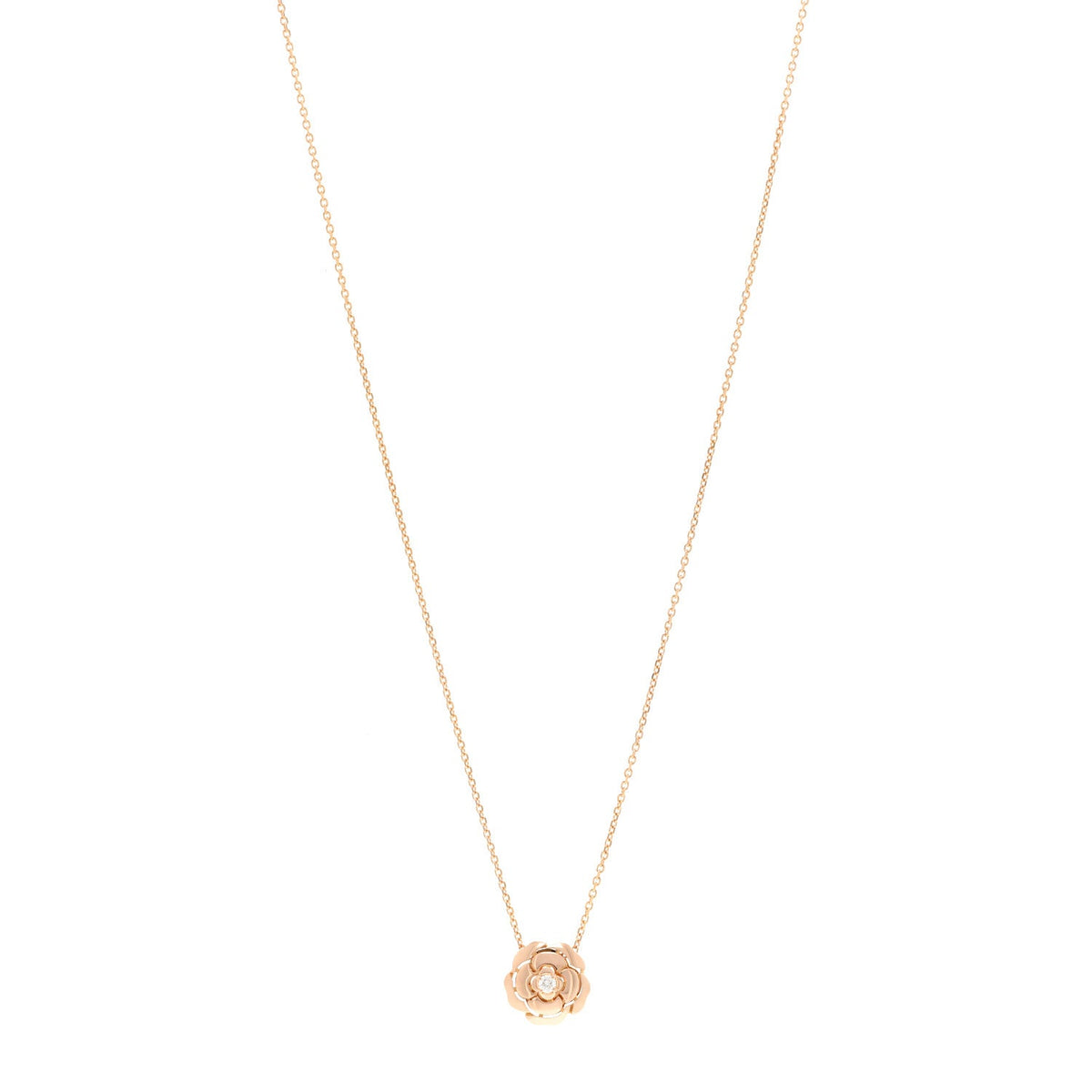 18K Rose Gold Diamond Extrait de Camélia Pendant Necklace