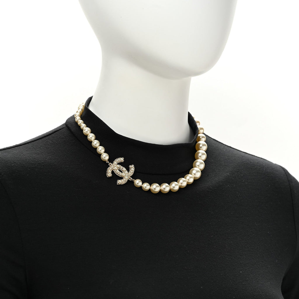 Pearl CC 100th Anniversary Necklace Light Gold