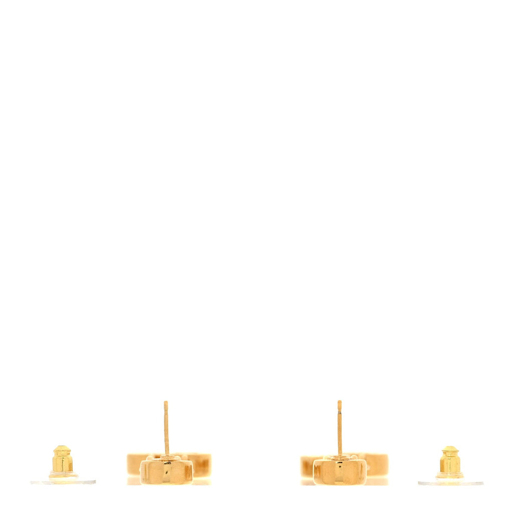 Metal Enamel CC Drop Earrings Black Gold