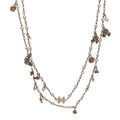 Pearl Enamel CC Camellia Long Necklace Gold Beige Pink
