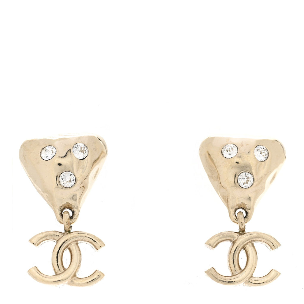 Crystal CC Drop Earrings Gold