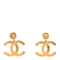 Metal Large Paris Button Earrings Gold