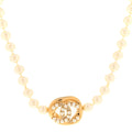 Pearl Crystal CC Logo Choker Gold White