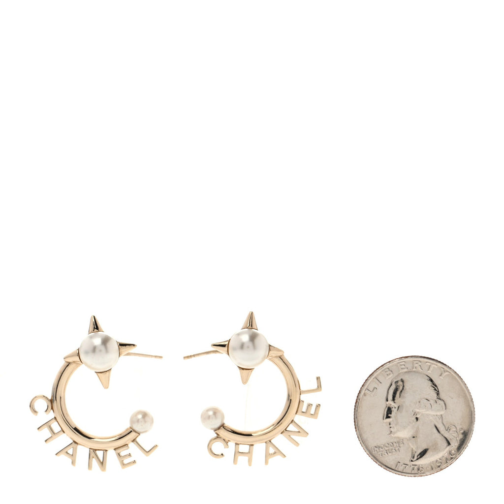 Pearl Logo Earrings Gold