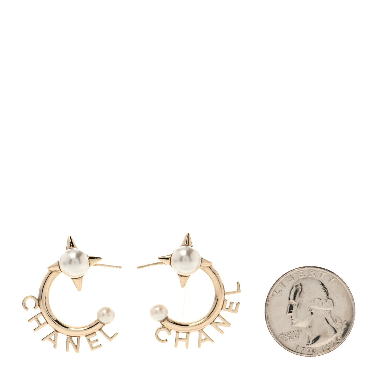 Pearl Logo Earrings Gold