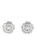 18K White Gold Diamond Bouton de Camelia Earrings