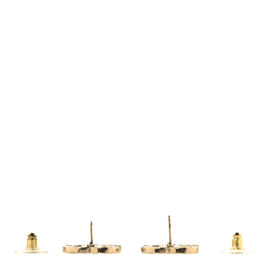 Metal Scarab CC Earrings Light Gold
