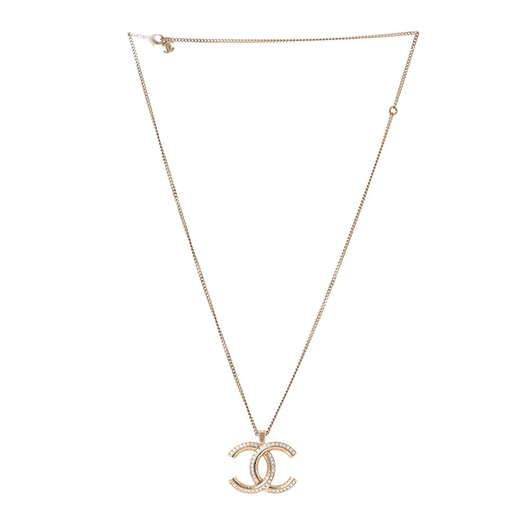 Crystal CC Pendant Necklace Gold