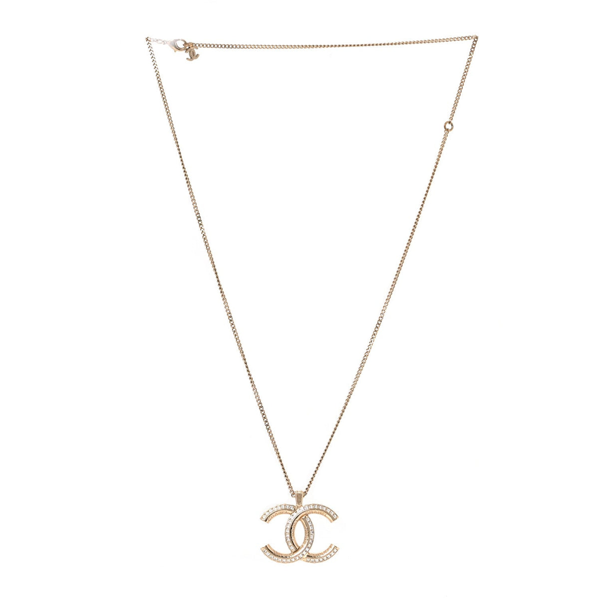 Crystal CC Pendant Necklace Gold