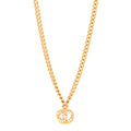 Metal Crystal Pearl Chain Link CC Necklace Gold