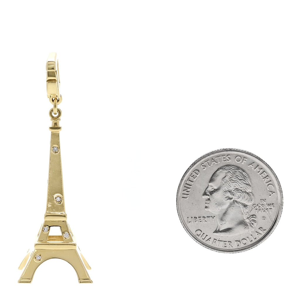 18K Yellow Gold Diamond Eiffel Tower Charm