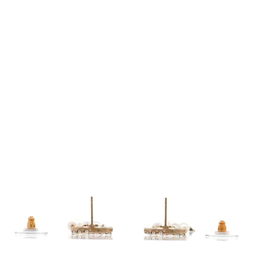 Pearl CC Long Chain Drop Earrings Gold
