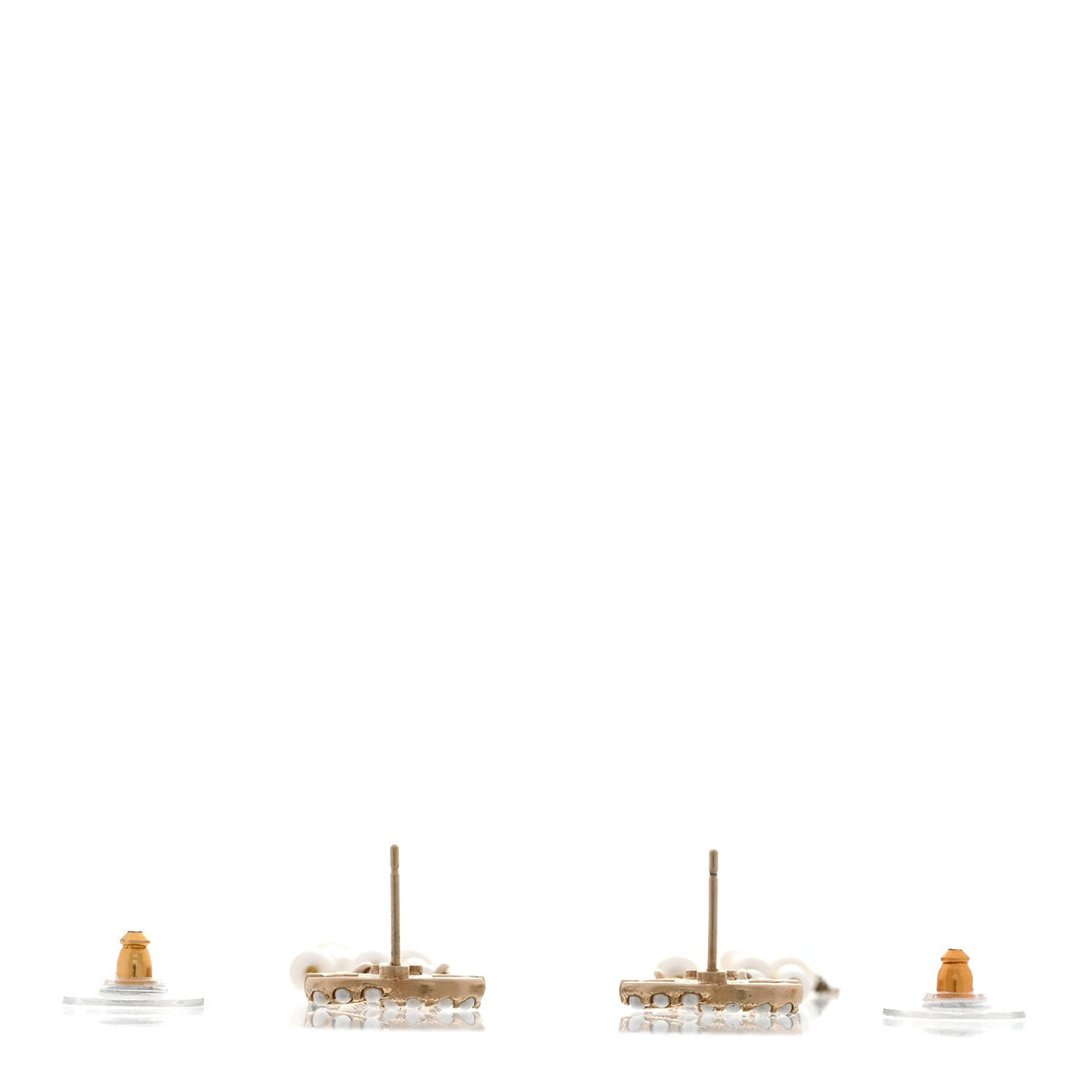 Pearl CC Long Chain Drop Earrings Gold