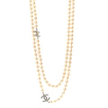 Graduated Pearl CC Long Necklace Silver