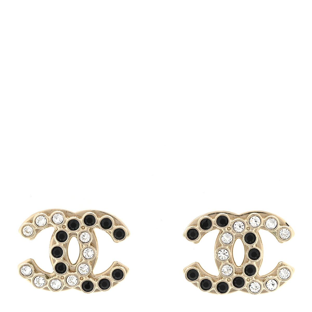 Crystal CC Earrings Black Gold