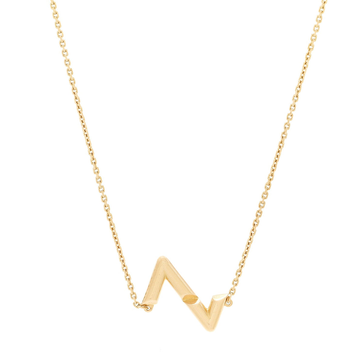18K Yellow Gold LV Volt Upside Down Pendant Necklace
