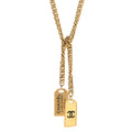 Metal ID Dog Tag Charm Necklace Gold