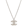 Crystal Pearl CC Necklace Silver