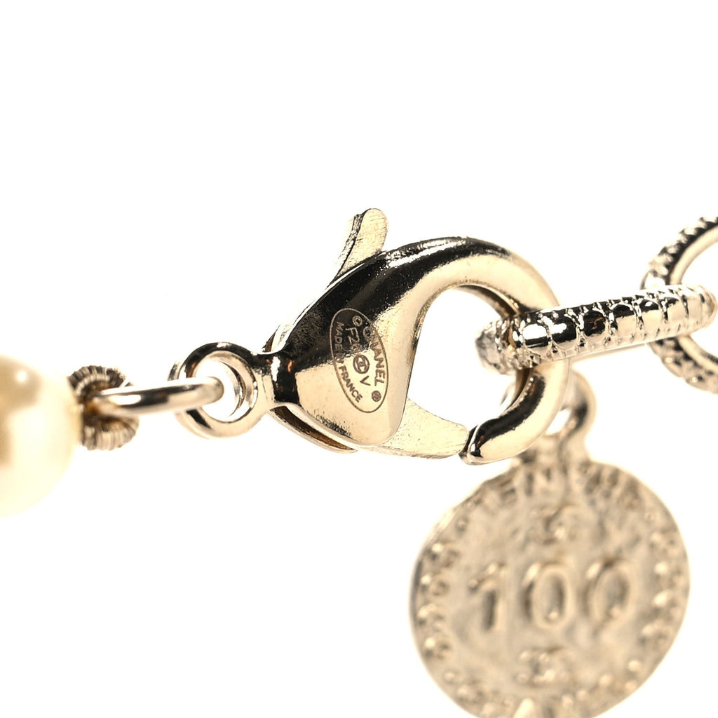 Pearl CC 100th Anniversary Necklace Light Gold