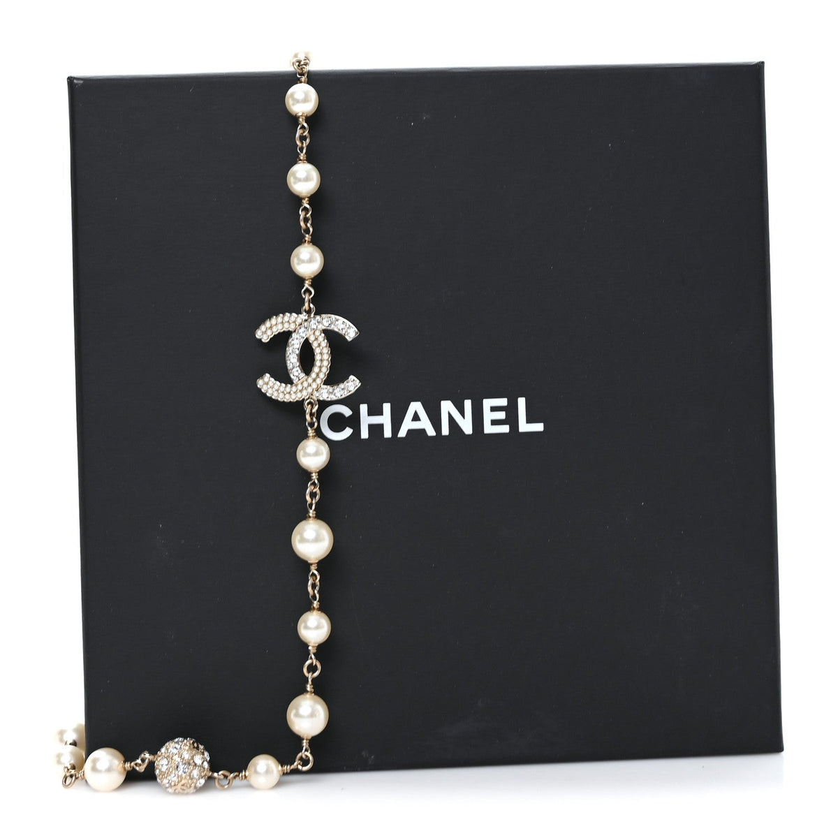 Pearl Crystal CC Short Necklace Gold