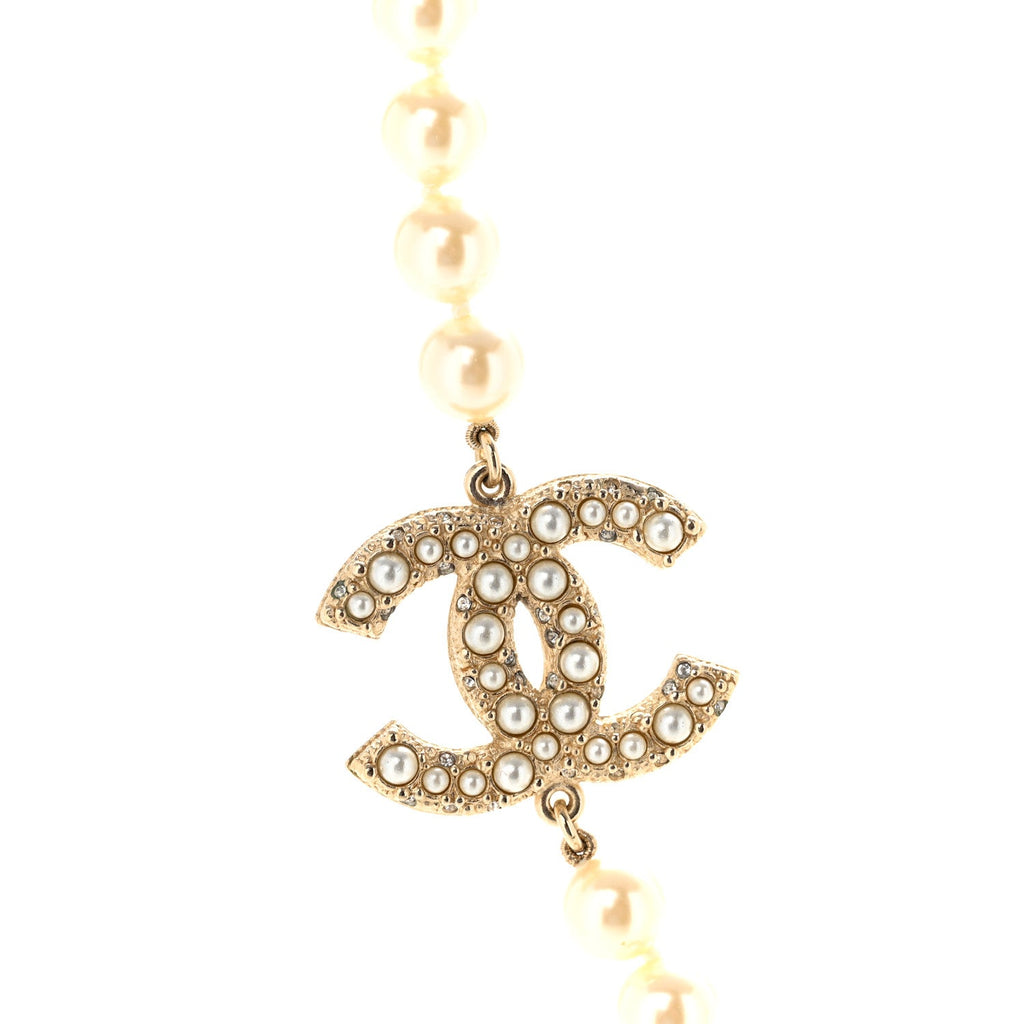 Pearl CC 100th Anniversary Necklace Light Gold