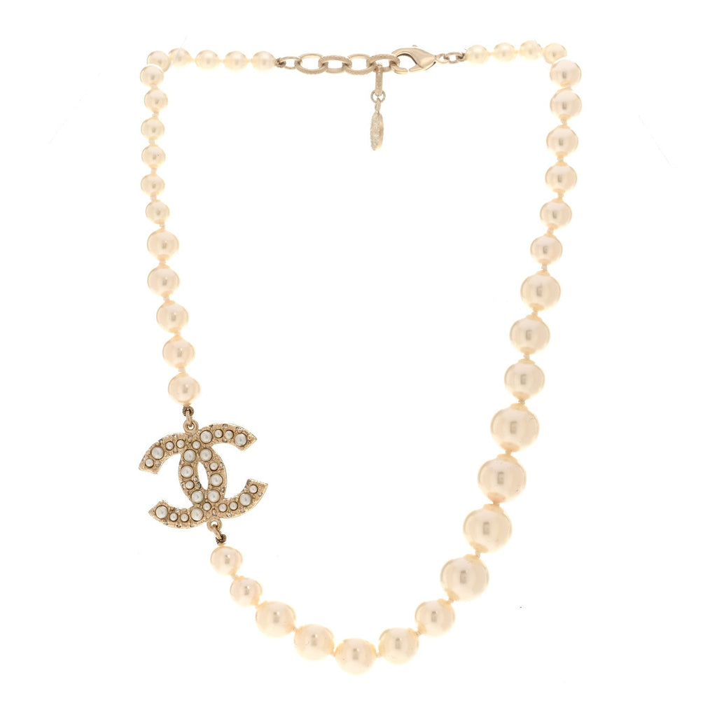 Pearl CC 100th Anniversary Necklace Light Gold