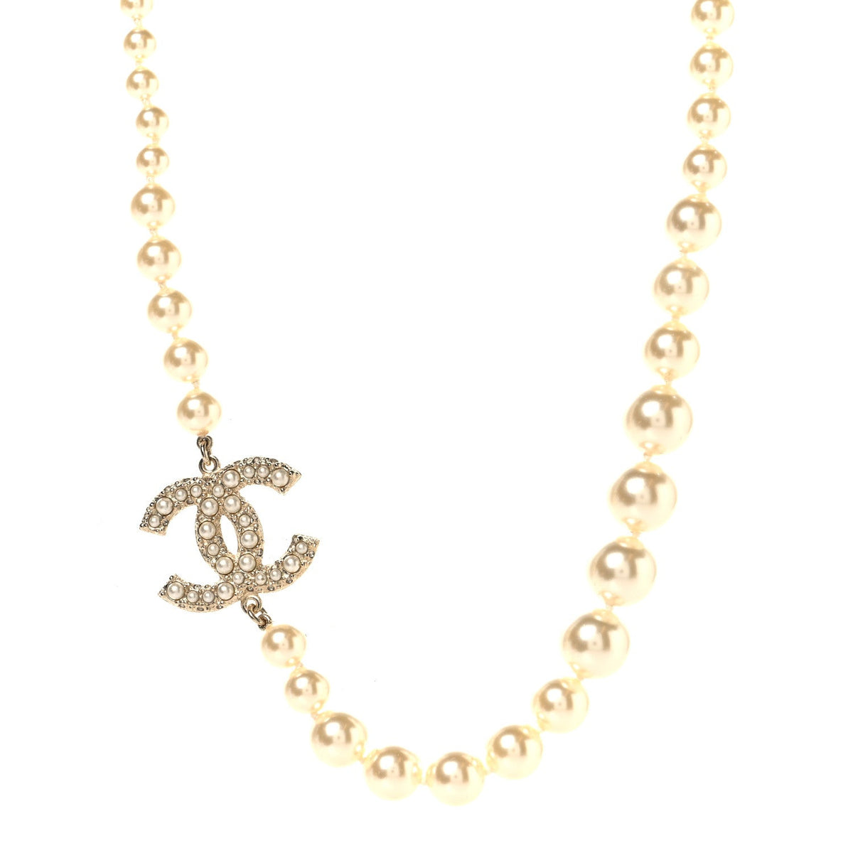 Pearl CC 100th Anniversary Necklace Light Gold