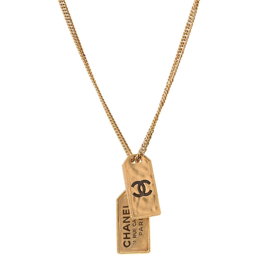 ID Dog Tag Charm Necklace Gold