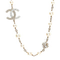 Pearl Crystal CC Short Necklace Gold
