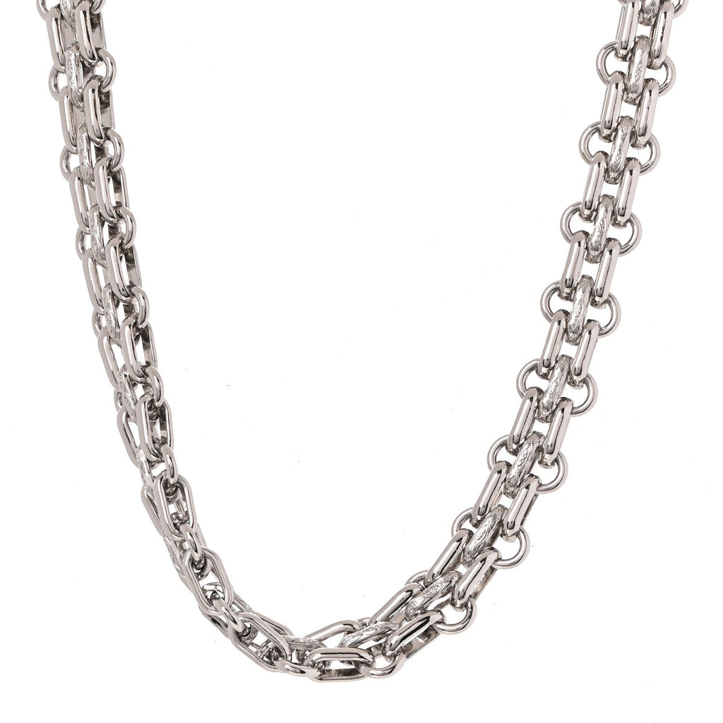 Metal Chain Link CC Choker Necklace Silver