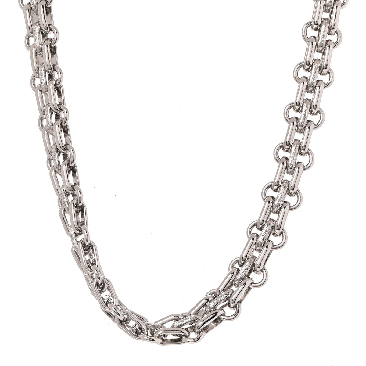 Metal Chain Link CC Choker Necklace Silver