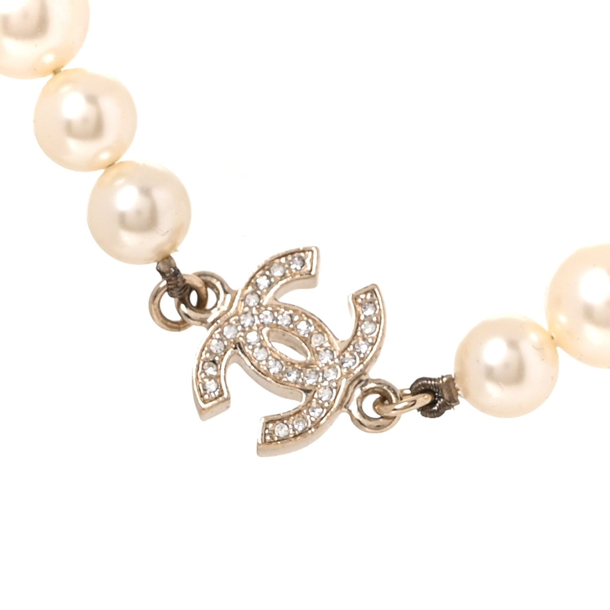 Crystal Pearl CC Short Necklace Gold