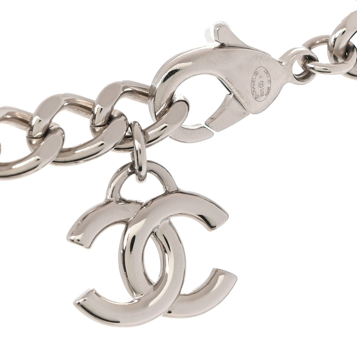 Metal Patent CC Double Chain Choker Black Silver