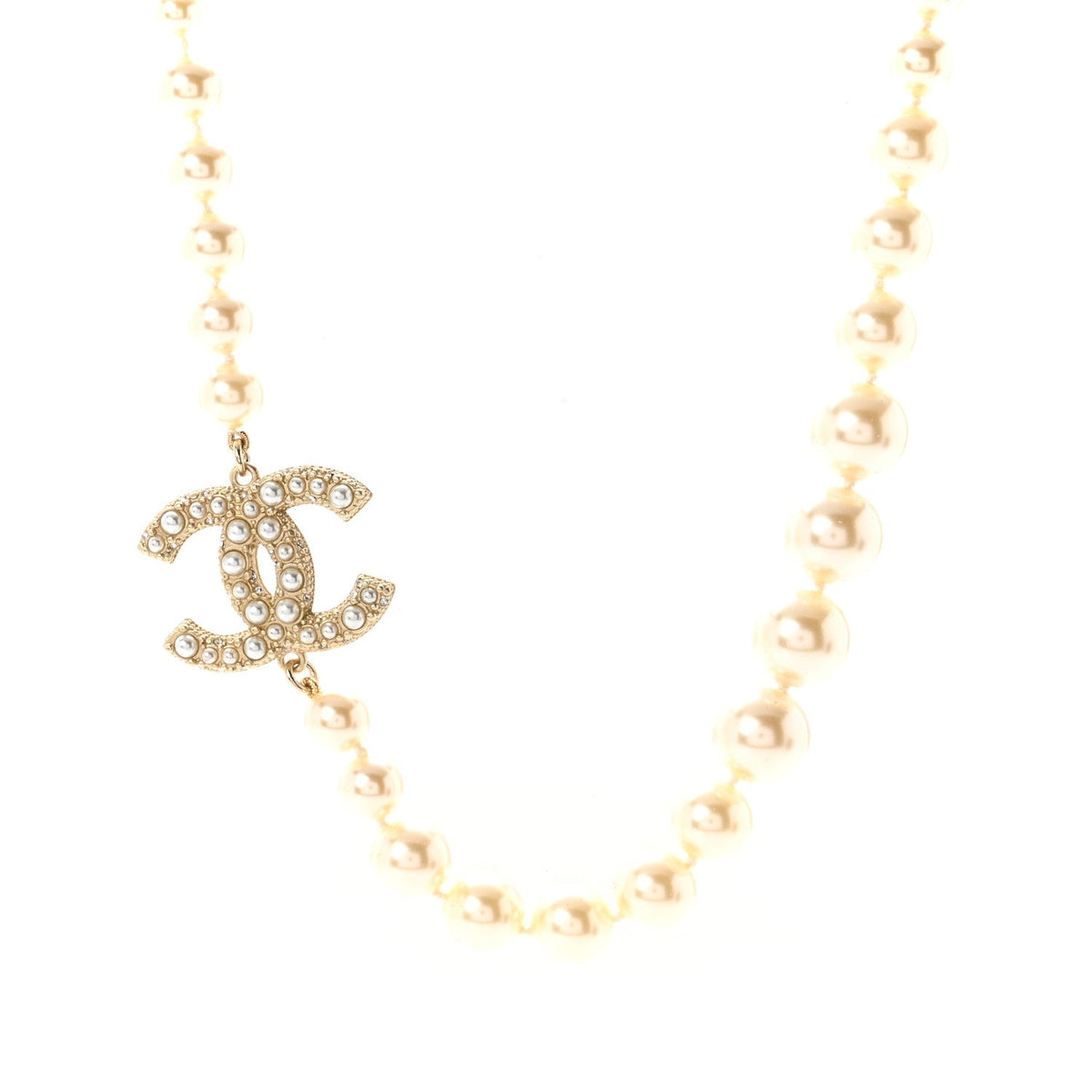 Pearl CC 100th Anniversary Necklace Light Gold