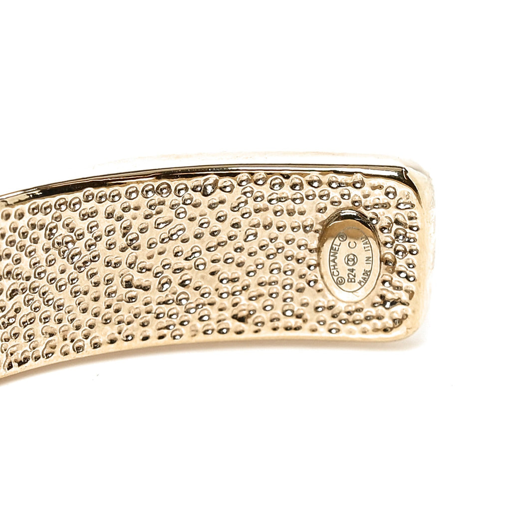 Metal Enamel CC Cuff Bracelet S Gold Pink