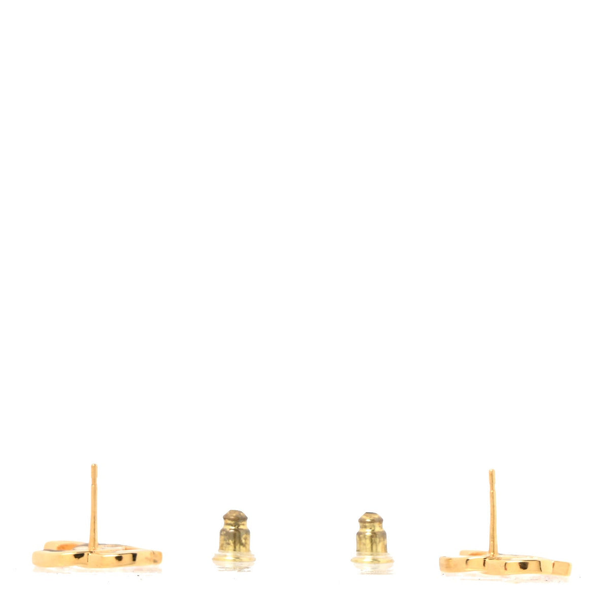 Metal CC Paris Button Stud Earrings Gold