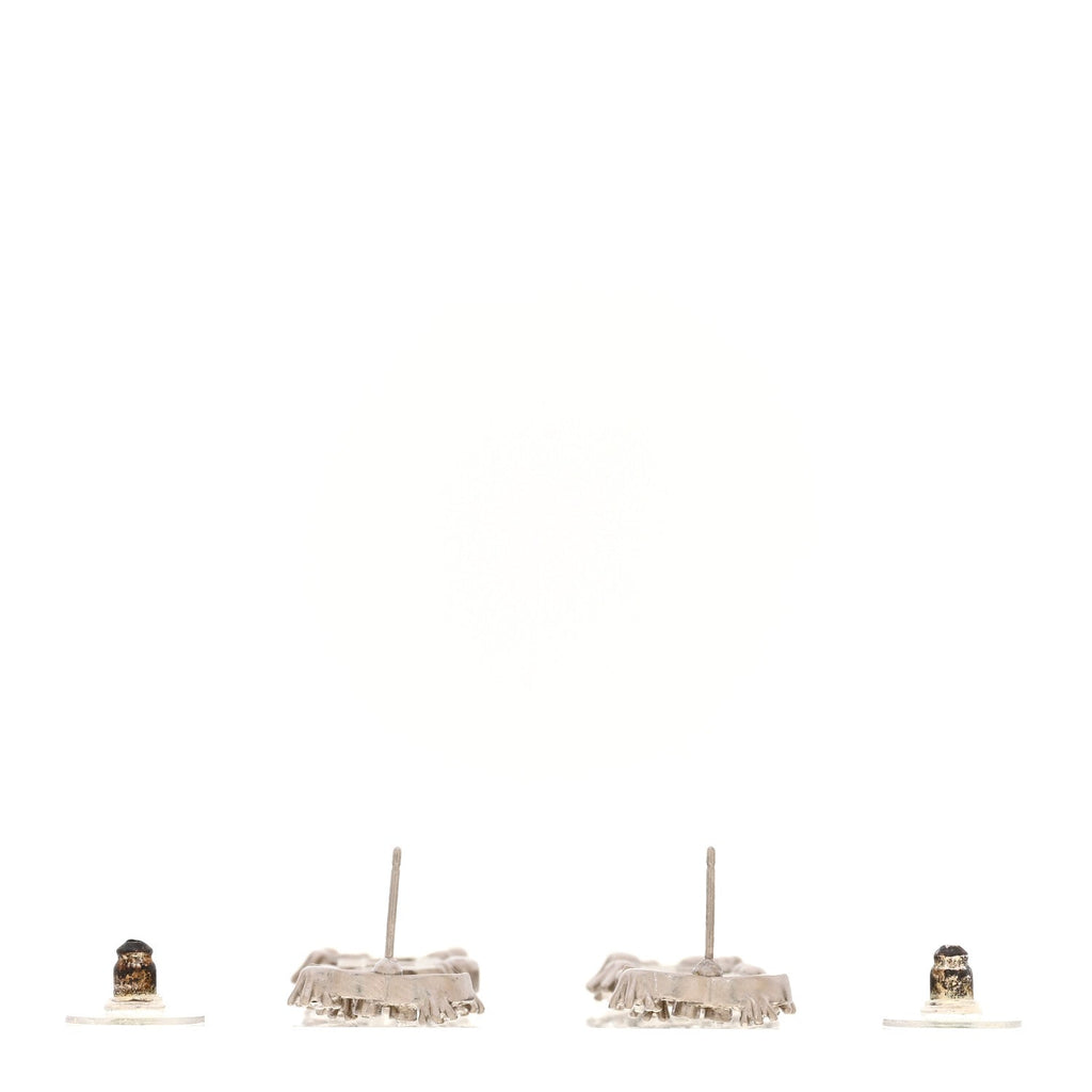 Crystal Cha-Nel Logo Drop Earrings Silver