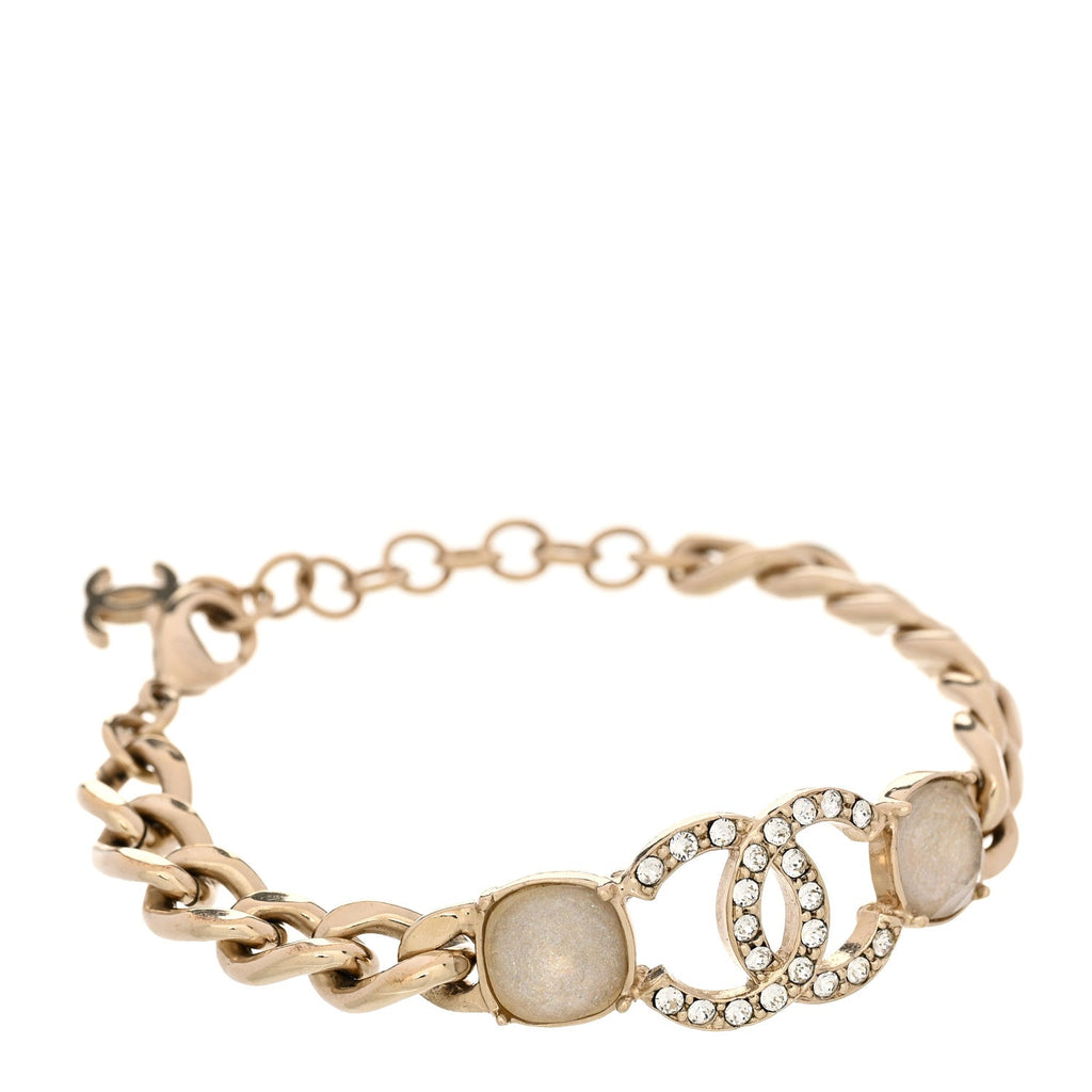 Glass Crystal CC Chain Bracelet Gold