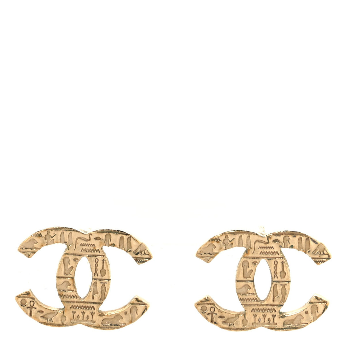 Metal Scarab CC Earrings Light Gold
