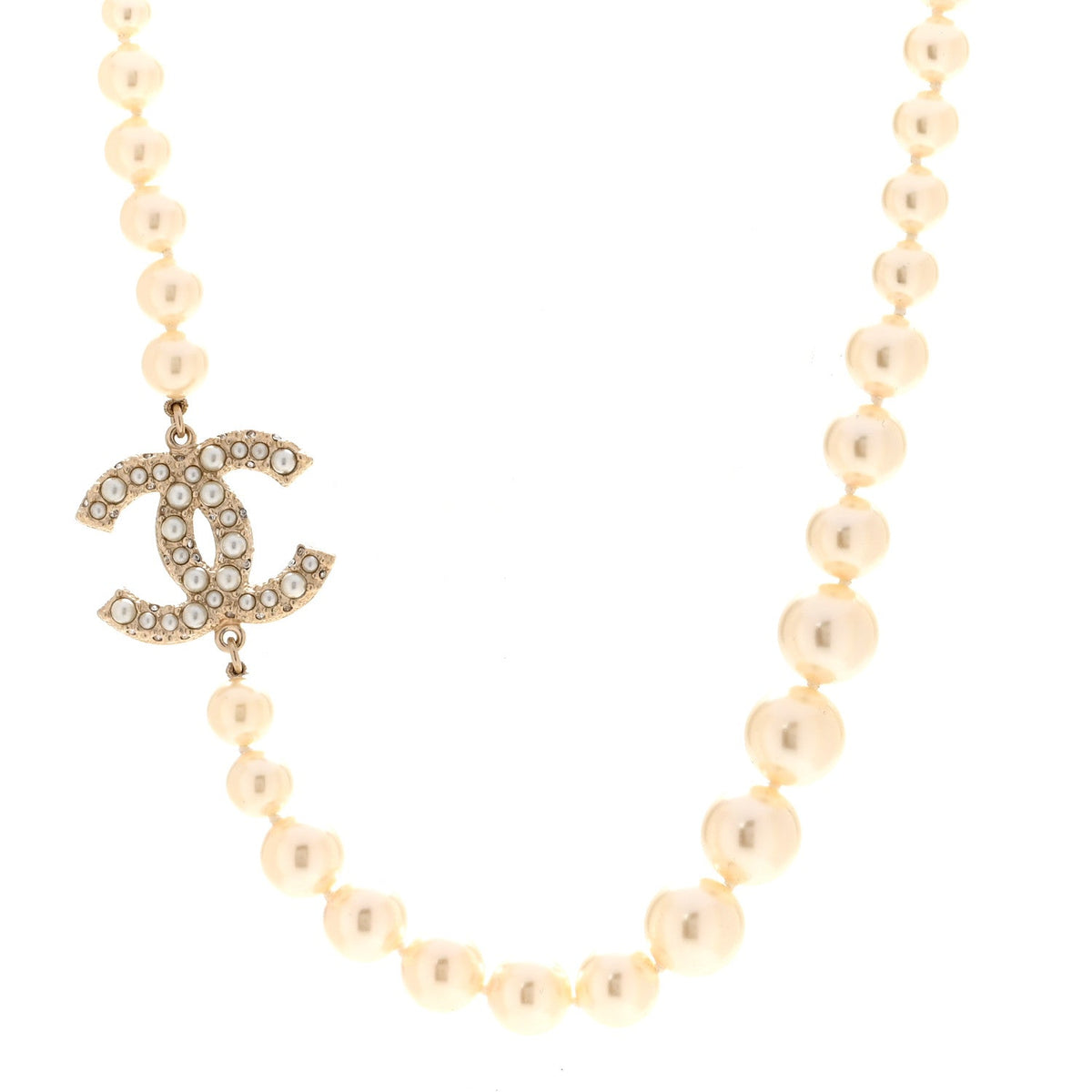Pearl CC 100th Anniversary Necklace Light Gold
