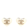 Pearl Crystal CC Heart Earrings Gold