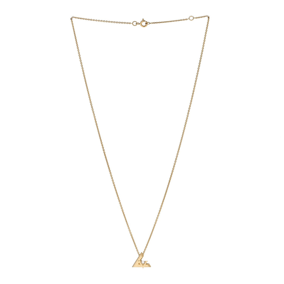 18K Yellow Gold Diamond Small LV Volt One Pendant Necklace