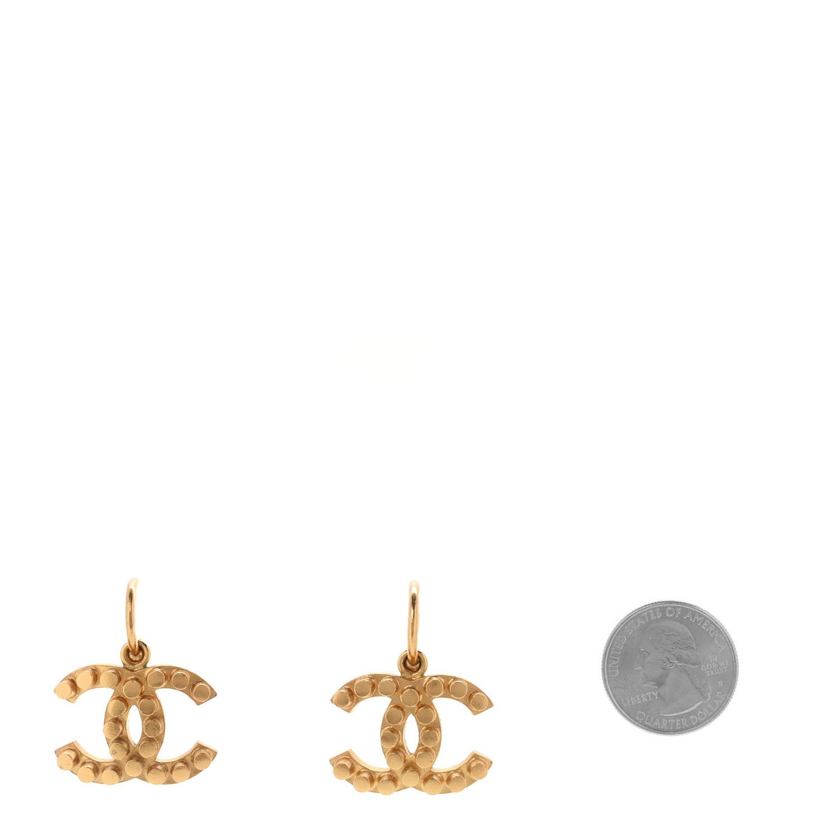 Metal Drop CC Earrings Gold
