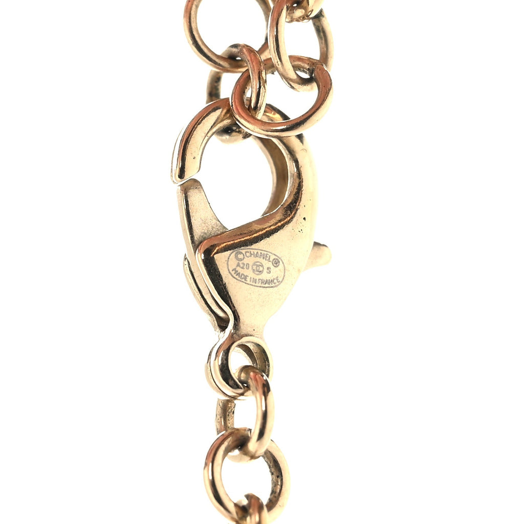 Pearl Crystal CC Coco Necklace Gold