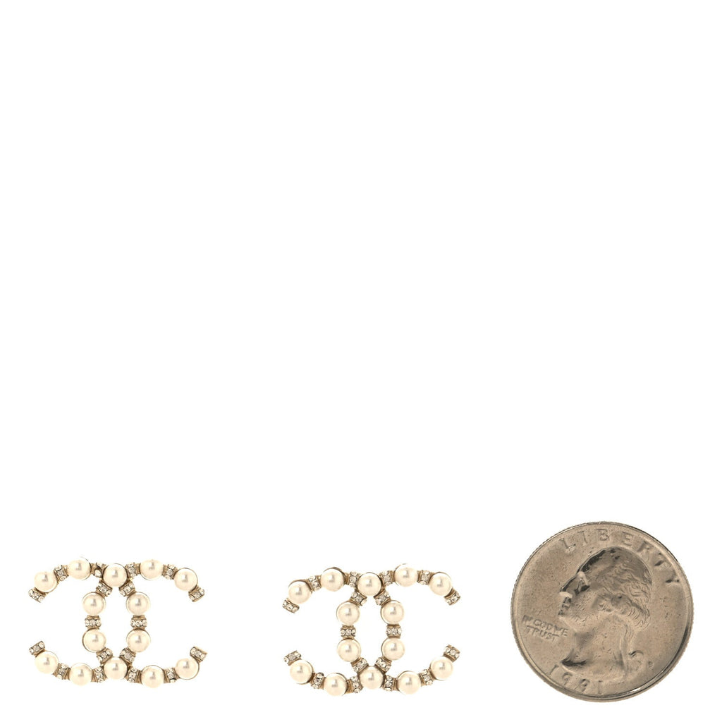 Pearl Crystal Nefertiti CC Earrings Gold