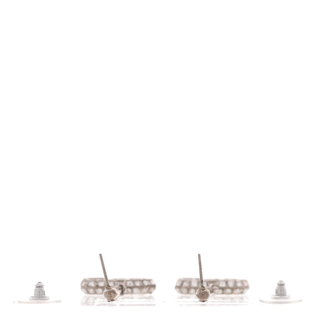 Baguette Crystal CC Drop Earrings Silver