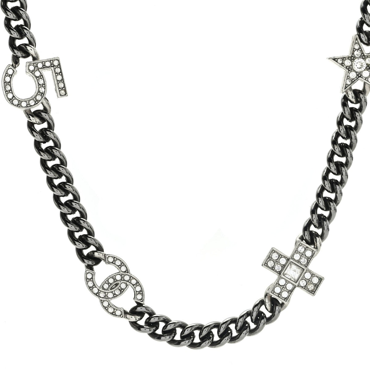 Crystal CC Lucky Symbols Choker Necklace Silver