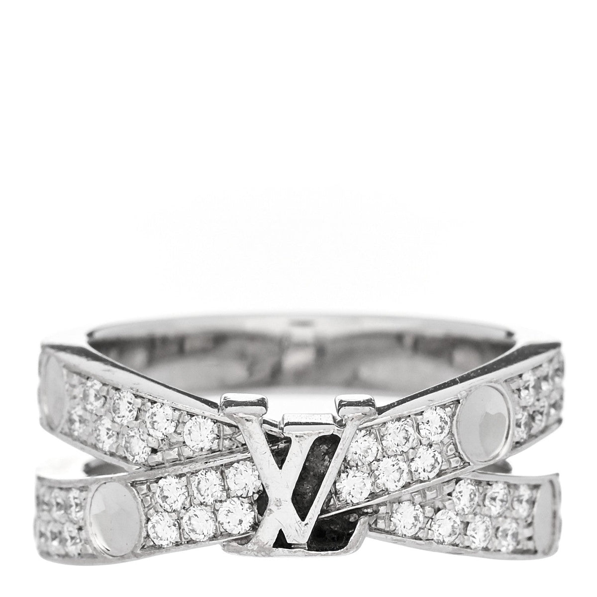 18K White Gold Diamond Empreinte Double Pave Ring 49 5