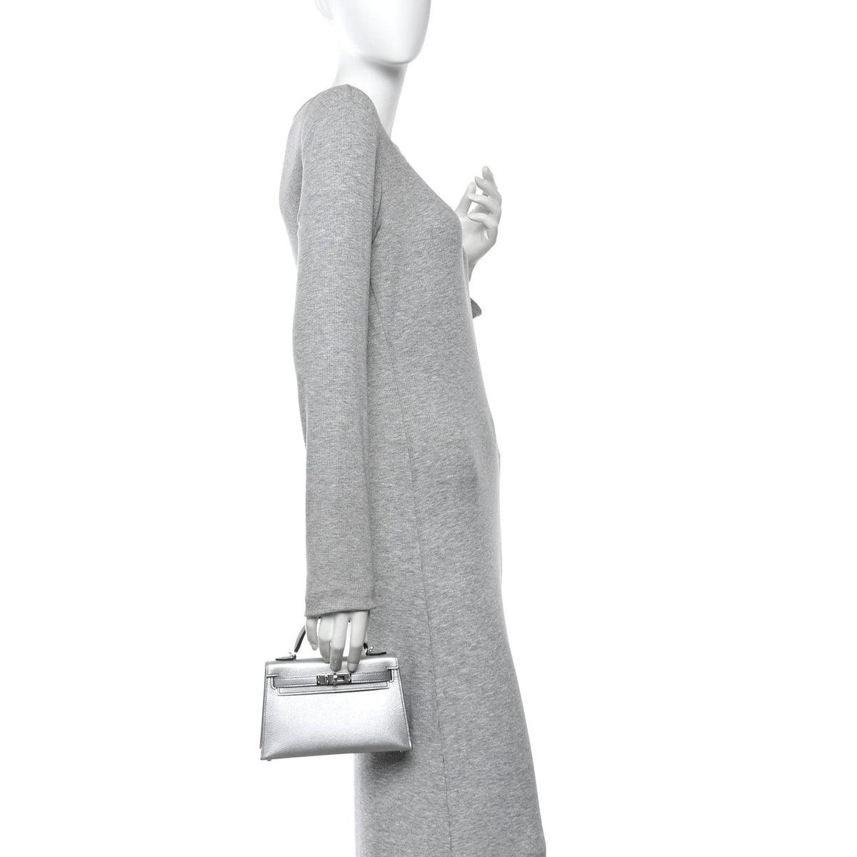 Metallic Chevre Chamkilight Mini Kelly Sellier 20 Argent