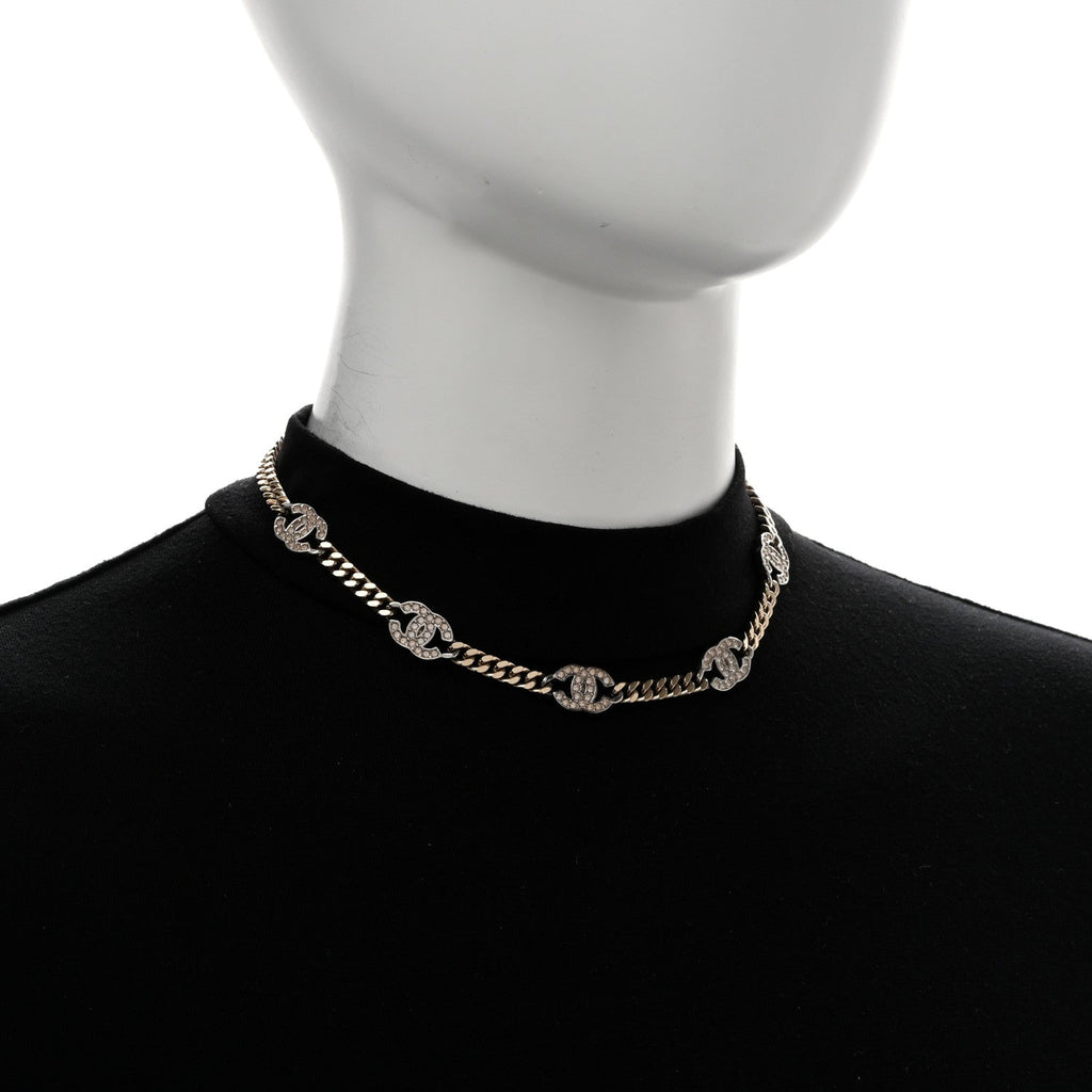 Crystal Chain CC Necklace Gold Silver